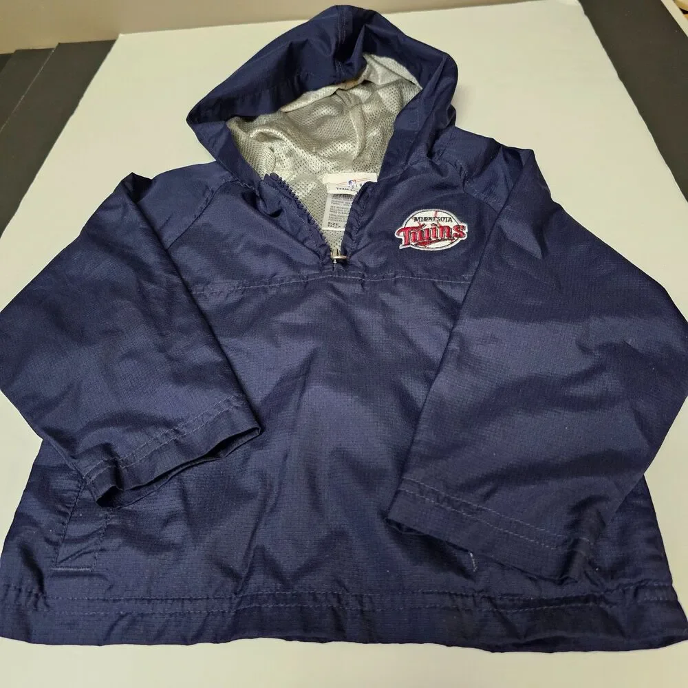 Minnesota Twins Toddler Windbreaker Half-Zip Blue Pockets Logo Size 3T MLB